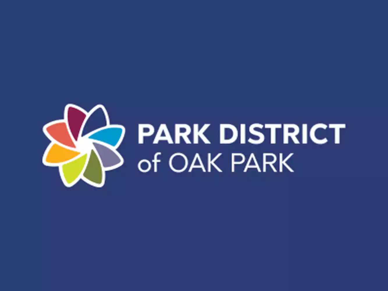 The Park District of Oak Park logo, featuring a colorful pinwheel-like graphic and the text 'PARK DISTRICT of OAK PARK.'